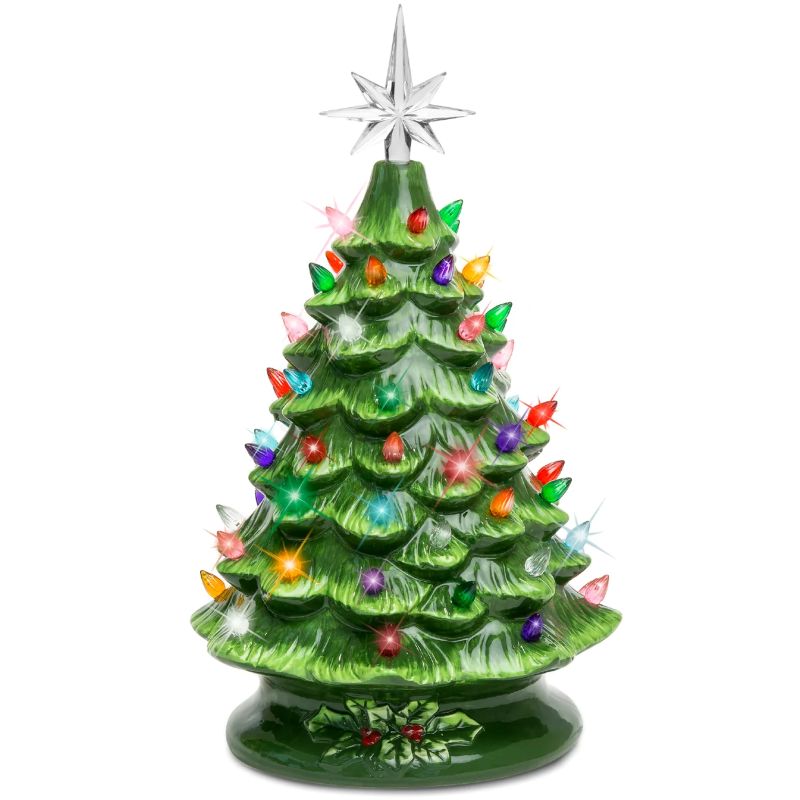 Ceramic Tabletop Christmas Tree 15 1/2" Green